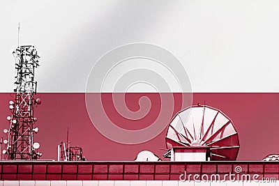 3D illustration Telecommunications in countries with the flag of Poland Cartoon Illustration