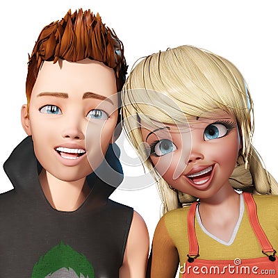 3D Illustration of Toon Kids Stock Photo