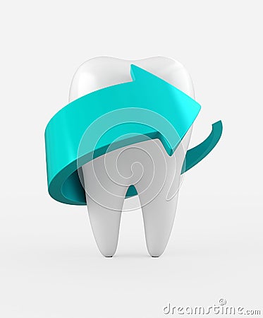 3D illustration of tooth protection and whitening. Cartoon Illustration