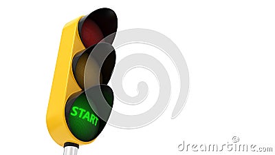 3d illustration of traffic light with text. Cartoon Illustration