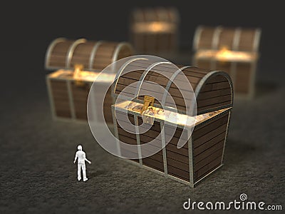 3D illustration of treasure discovery Cartoon Illustration
