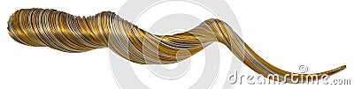 3d illustration of twisting gold and steel wires Cartoon Illustration