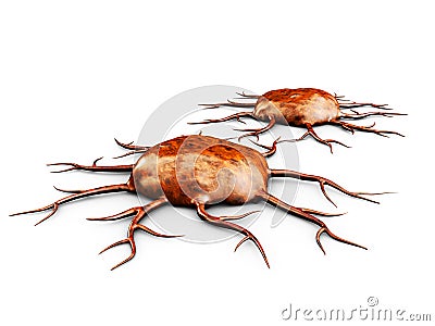 3d Illustration of Two cancer cells, isolated on white background, Stock Photo