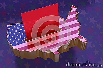 3D Illustration: USA Map with flag super-imposed Stock Photo