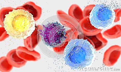 Very closely observed white blood cells,called leukocytes in the human body Cartoon Illustration