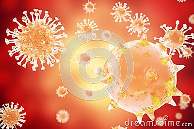 3D illustration virus, bacteria, cell infected organism, virus abstract background Cartoon Illustration