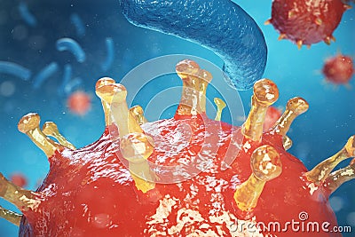 3d Illustration virus, bacteria, cell infected organism, virus abstract background. Hepatitis viruses in infected Stock Photo