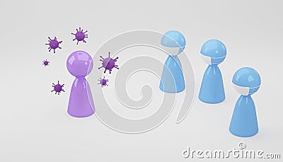 3d illustration, viruses Cartoon Illustration