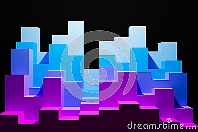 Technology geometry neon background Cartoon Illustration