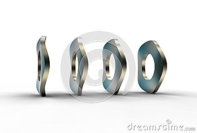 3d illustration of washers Cartoon Illustration