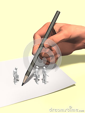 3D illustration of watching the big hand under writing Cartoon Illustration