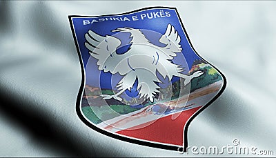 3D Waving Albania City Flag of Puke Closeup View Stock Photo