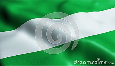 3D Render Waving Colombia Department Flag of Cauca Closeup View Stock Photo