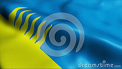 3D Waving Estonia City Flag of Kohtla Jarve Closeup View Stock Photo