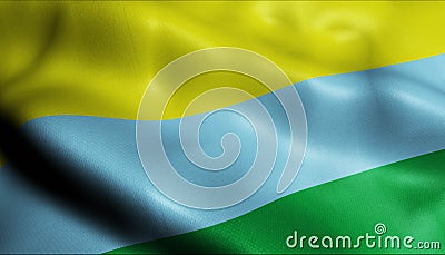 3D Waving Colombia City Flag of El Roble Closeup View Stock Photo