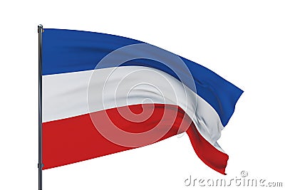 3D illustration. Waving flags of the world - flag of Yugoslavia. Isolated on white background. Stock Photo