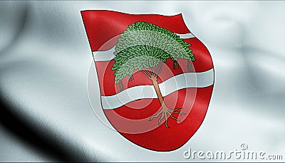 3D Waving Switzerland City Flag of Onex Closeup View Stock Photo