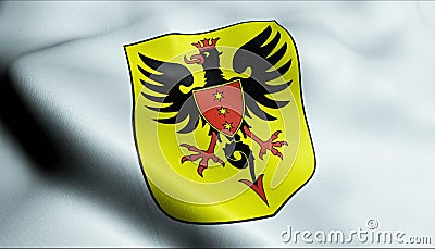 3D Waving Switzerland Region Flag of Brig Glis Closeup View Stock Photo