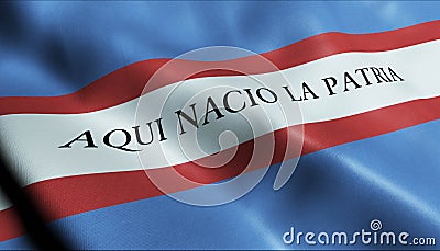 3D Waving Uruguay Department Flag of Soriano Closeup View Stock Photo