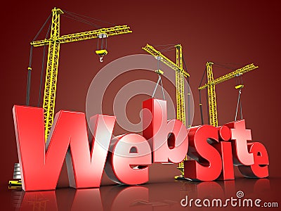 3d web site development over red Cartoon Illustration