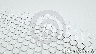 3d illustration white background texture. Abstract modern hexagon concept. White hexagonal floo rendering geometric texture Cartoon Illustration