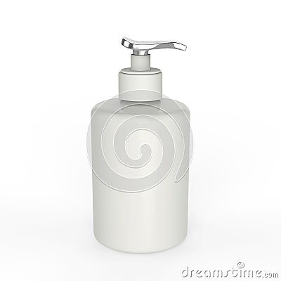 3D illustration white ceramic bottle with liquid soap Cartoon Illustration