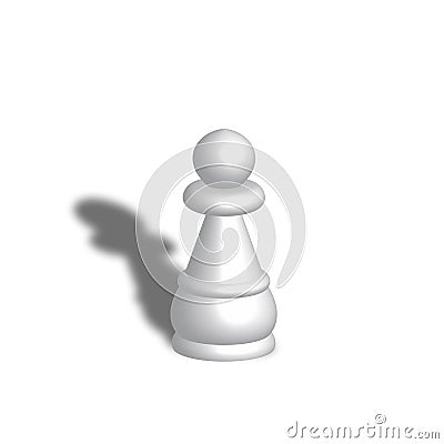 3D illustration of a white chess pawn Cartoon Illustration