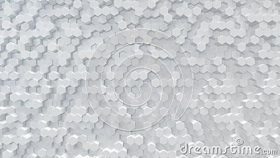 3D illustration white geometric hexagon abstract background. Surface hexagon pattern, hexagonal honeycomb. Cartoon Illustration