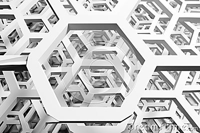 3d illustration of a white honeycomb monochrome Cartoon Illustration