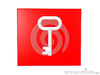 3D illustration of a white key over a red background Cartoon Illustration