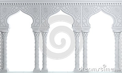 Eastern ancient Arab white arcade Cartoon Illustration