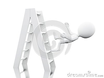 3d White people falling off a ladder Cartoon Illustration