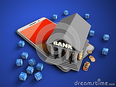 3d binary cubes Cartoon Illustration