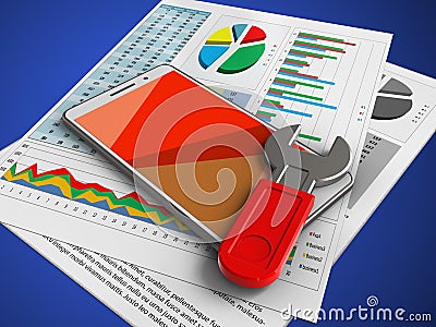 3d business papers Cartoon Illustration