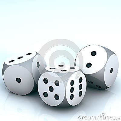 3d illustration of white realistic game dice icon in flight closeup . Casino gambling design template for app, web, infographics, Cartoon Illustration