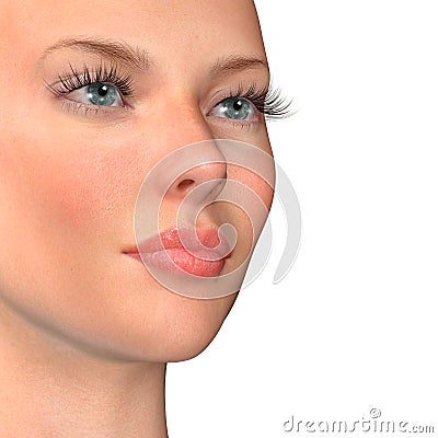 3d illustration of a woman beauty portrait Cartoon Illustration