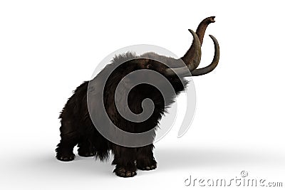 3D illustration of a Woolly Mammoth stretching and reaching up with trunk isolated on a white background Cartoon Illustration
