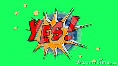 Word yes In Comics Style Cartoon Illustration