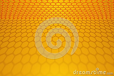 3d illustration of a yellow honeycomb monochrome Cartoon Illustration