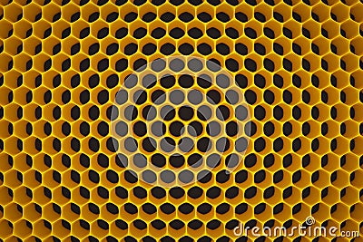 3d illustration of a yellow honeycomb monochrome honeycomb for honey Cartoon Illustration