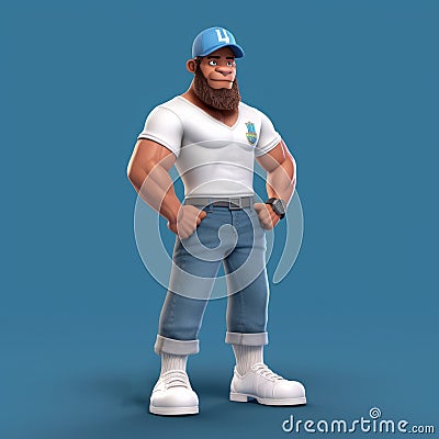 3d Illustration Of A Young Cleaning Man In Bold Character Design Style Stock Photo