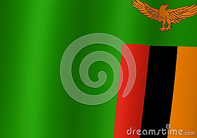 zambia national flag 3d illustration close up view Cartoon Illustration