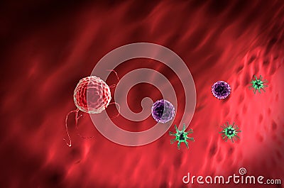 3D illustrations of phagocyte kills viruses Stock Photo