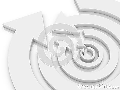 Concentric circular arrows white in opposite directions alternately 3D Illustration Stock Photo