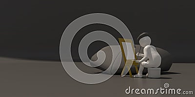 3d illustrator, 3d rendering of the artist is drawing Stock Photo