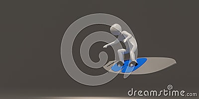 3d illustrator group of Surfing symbols on a gray background, 3d rendering of the Playing sports. Includes a selection path Stock Photo