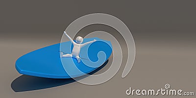 3d illustrator group of Surfing symbols on a gray background, 3d rendering of the Playing sports. Includes a selection path Stock Photo
