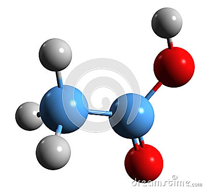 3D image of Acetic acid skeletal formula Stock Photo