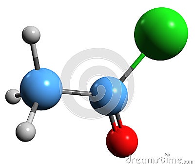 3D image of Acetyl chloride skeletal formula Stock Photo