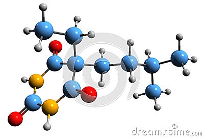 3D image of Amobarbital skeletal formula Stock Photo